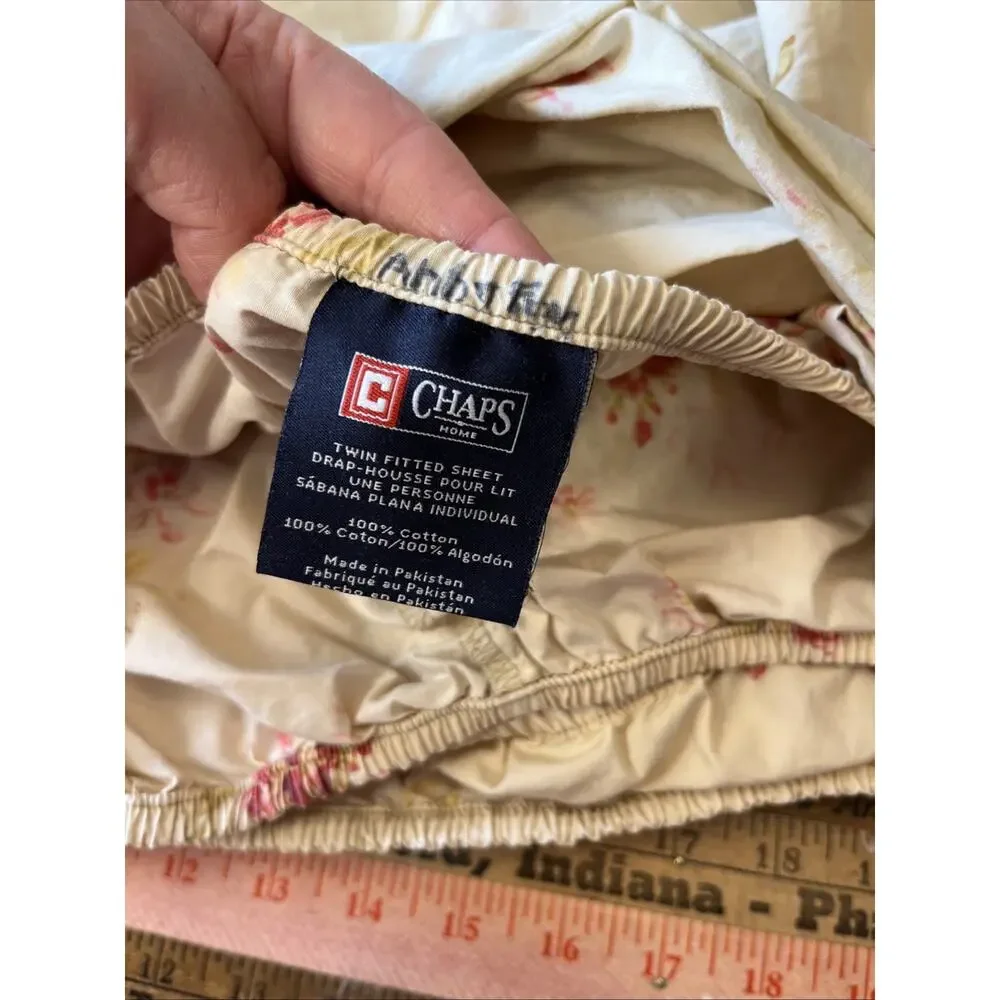 Vtg Chaps Essex Garden Cottage Shabby Rose Floral Sheet Set Twin Ralph Lauren